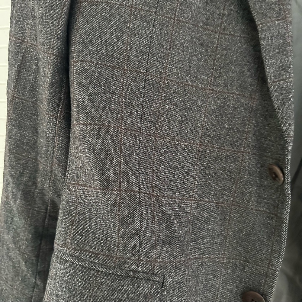 Brooks Brothers Saxxon 1818 100% wool windowpane Charcoal Blazer - Picture 2 of 5